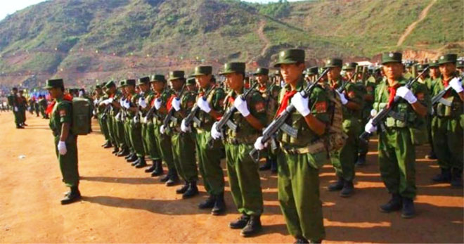 Wa soldiers on parade. Photo: Li Ai Vax/Facebook