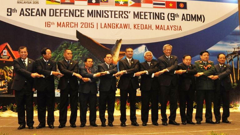 Defence ministers from Southeast Asia posing for a photo during the ASEAN Defence Ministers' Meeting in Langkawi, Malaysia on March 16, 2015. Photo: MINDEF