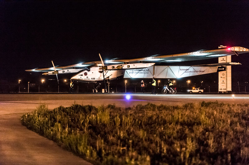 Solar Impulse 2 shortly after it landed in Nanjing, China, late 21 April 2015. Photo: EPA