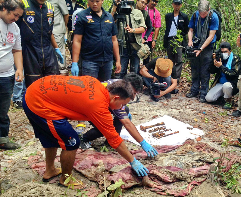 Two Skeletons and another camp have been discovered in Trafficking case Photo: EPA