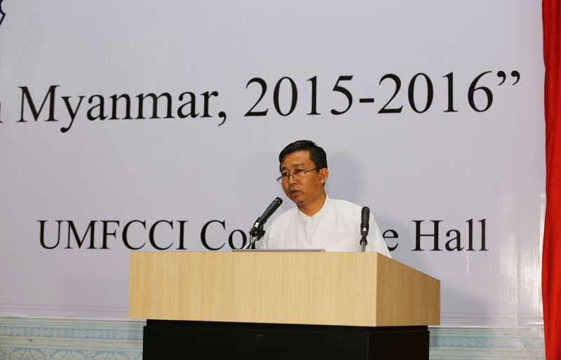 U Saw Naing speaking at the event. Photo: Thet Ko/Mizzima