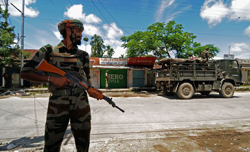 Indian Army personnel in Assam. Photo: EPA