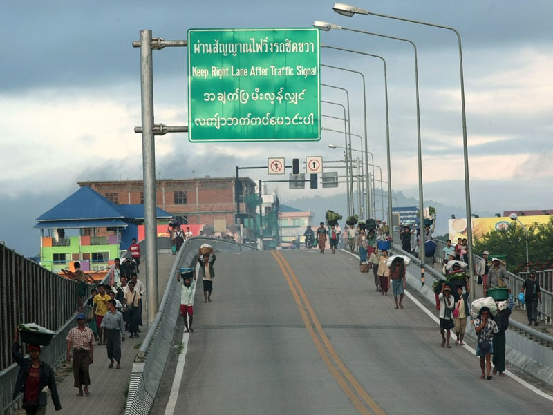 The Thai-Myanmar Friendship Bridge in Mae Sot, Thailand. Photo: Narong Sangnak/EPA