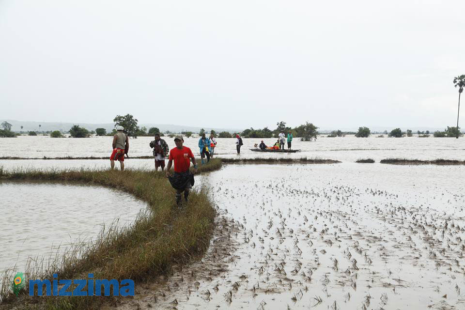 Heavy rains flood the rice fields in Kawlin Township, Sagaing Region on July 29, 2015. Photo: Hong Sar/Mizzima