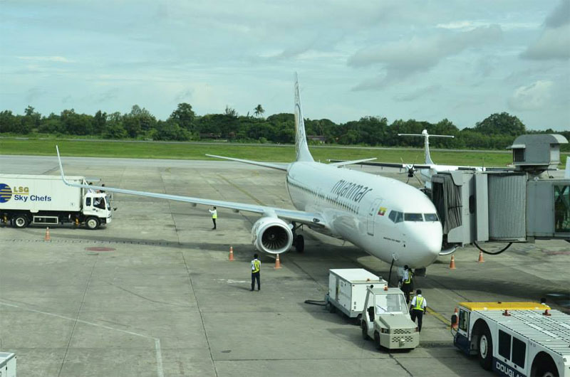 Myanmar National Airlines, a Boeing 737-800 at Yangon International Airport, Yangon. Photo: Myanmar National Airlines