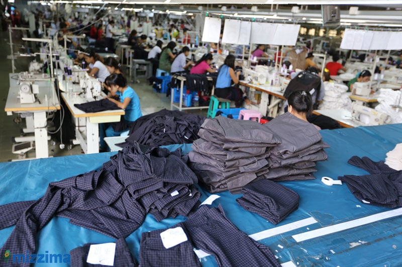 Garment factory workers at Hlaing Thayar industrial zone in Yangon in 2014. Photo: Mizzima