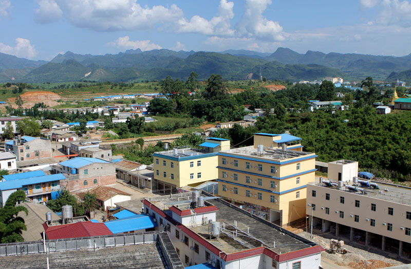 An aerial view of Myanmar-China border town Laukkai in Laukkai, Myanmar. Photo: EPA