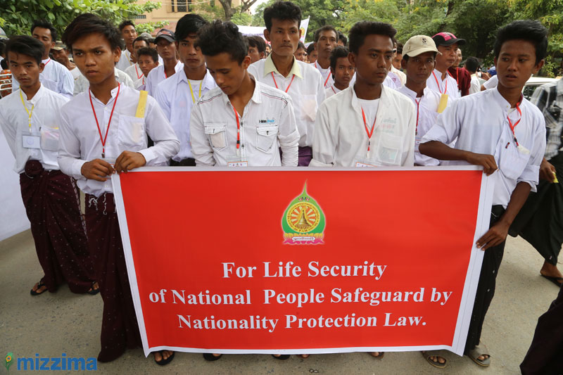 Supporters participate during a rally to mark the victory of the passing of ‘Race and Religion Protection Laws,’ in Mandalay on 21 September 2015. Photo: Bo Bo/Mizzima