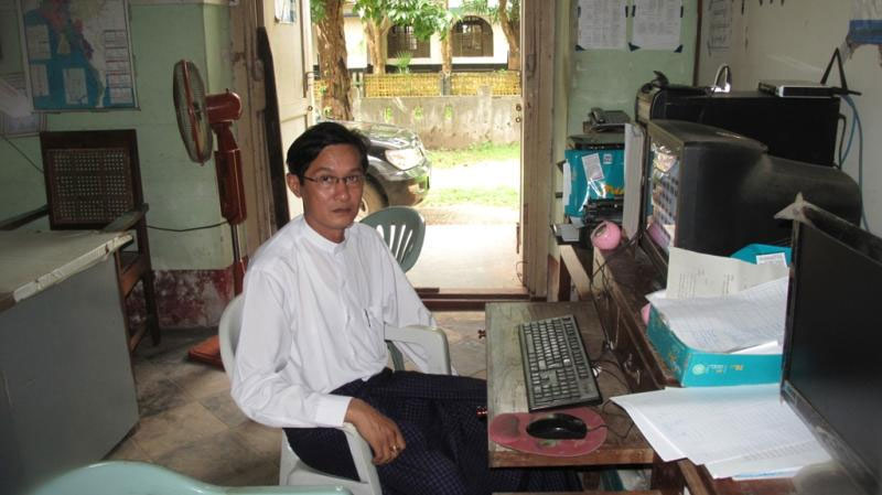 Toe Toe Aung, Mon State Minister for Civil Development at the USDP office in Mawlamyaing, Mon State. (PHOTO:- Phyo Thiha Cho/Myanmar Now)