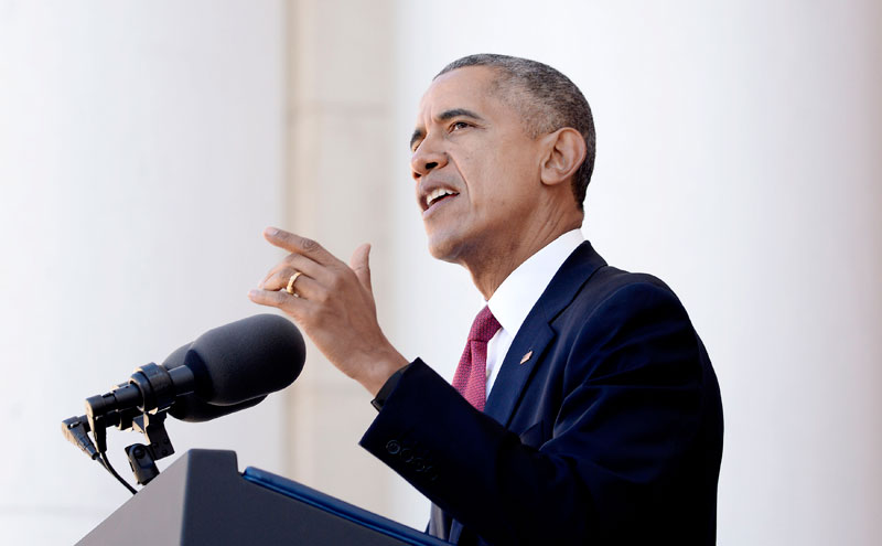 US President Barack Obama speaks at Arlington National Cemetery, in Arlington, Virginia, USA, 11 November 2015. Photo: EPA