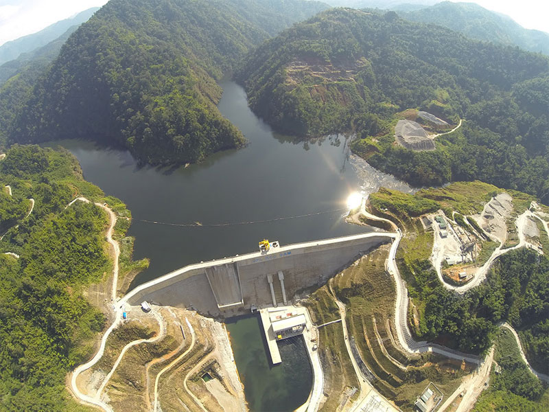 The aerial view of Upper Paunglaung hydroelectric power project in Nay Pyi Taw council area, Pyinmana township. Photo: Ministry of Electric Power