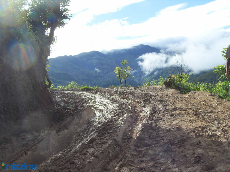 A muddy road near Tedim winds through the hills of Chin State. Photo: Mizzima