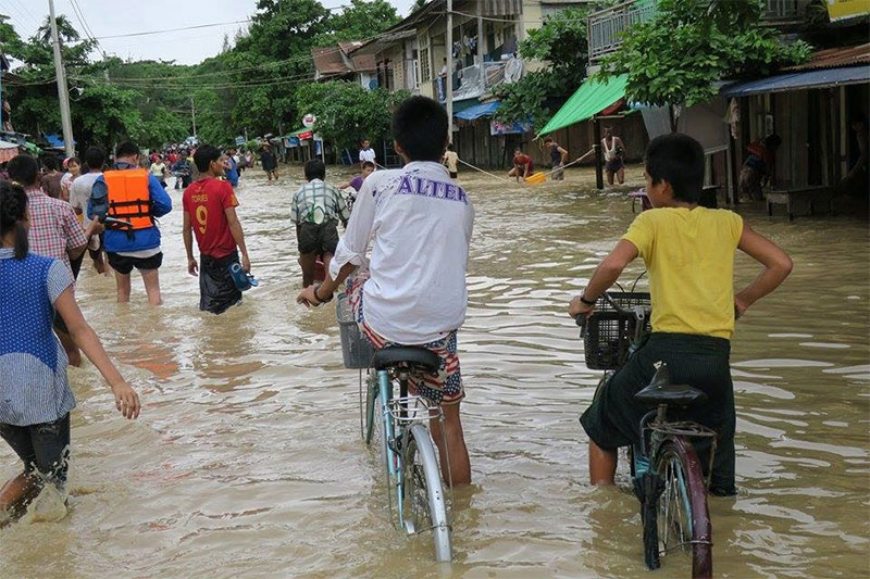 More than 12,000 people have been displaced from their homes in Minbya and Mrauk U after severe flooding. Photo: Plan International Myanmar