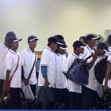 Myanmar fishing industry workers alleged to have been working under slave labor conditions arrive back to Myanmar from Indonesia, at Yangon International airport, Yangon, Myanmar, 14 May 2015. Photo: Nyein Chan Naing/EPA