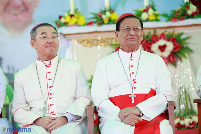 Pope South Korean Cardinal Paul TschangIn Nam (Right) and Catholic Cardinal Charles Bo (Left) Photo: Hong Sar/Mizzima