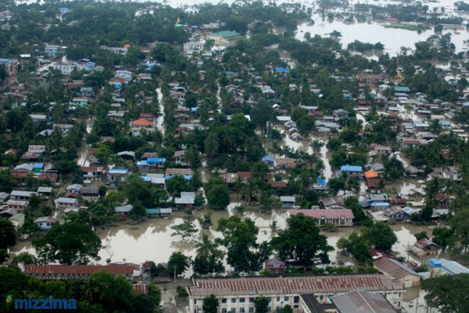 An aerial view of flooded house in Kalay town, Sagaing region in August, 2015. Photo: Hong Sar/Mizzima
