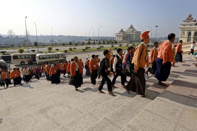 NLD Members of parliament and others arrive on the last day of parliament in Naypyitaw, Myanmar, 29 January 2016. Photo: Nyein Chan Naing/EPA