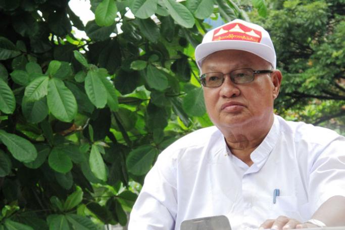 Thein Nyunt campaigning recently in Yangon. (PHOTO:- Myanmar Now/Htet Khaung Lin)