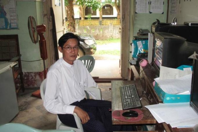 Toe Toe Aung, Mon State Minister for Civil Development at the USDP office in Mawlamyaing, Mon State. (PHOTO : Phyo Thiha Cho/Myanmar Now)