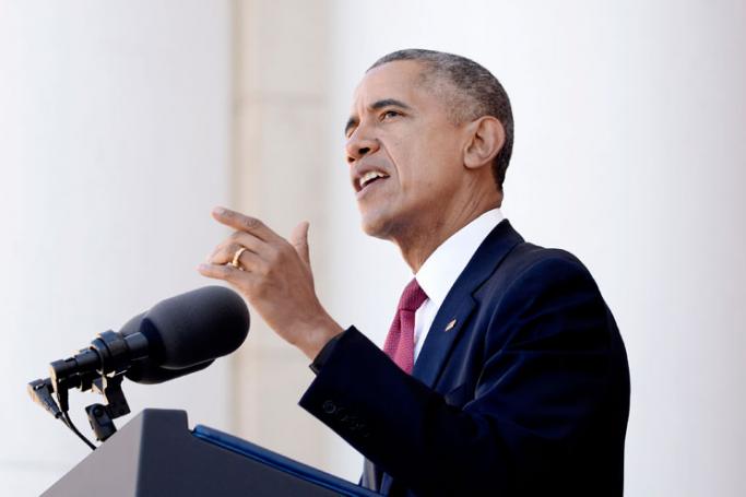 US President Barack Obama speaks at Arlington National Cemetery, in Arlington, Virginia, USA, 11 November 2015. Photo: EPA