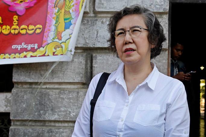 Yanghee Lee, the United Nations Special Rapporteur on the situation of human rights in Myanmar, talks to media at the monastery in Sittwe, Rakhine State, western Myanmar, 16 January 2017. Photo: Nyunt Win/EPA