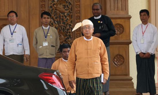 U Htin Kyaw leaves after he is sworn in as Myanmar's new president in Parliament in Nay Pyi Taw on March 30, 2016. Photo: Hong Sar/Mizzima