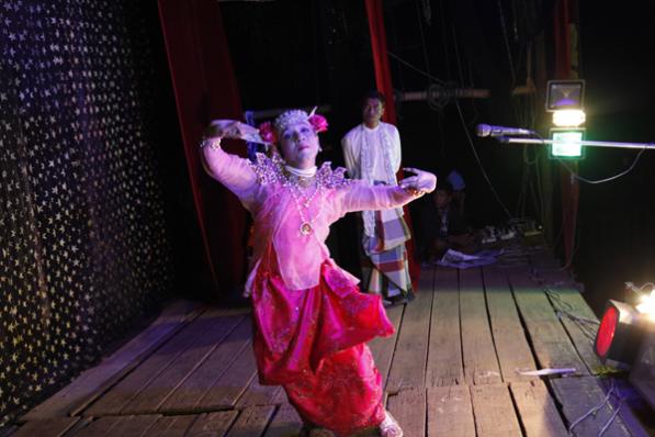 Dancers performing on stage in Mudon. Photo: Hong Sar