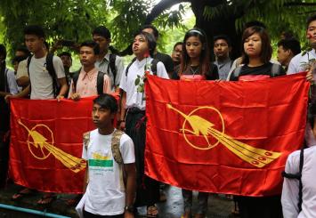 The All Burma Federation of Student Union (ABFSU) commemorates the 53rd anniversary on July 7 of the massacre by government forces of students in 1962 at what was then called the Rangoon University. Photo: Thet Ko/Mizzima
