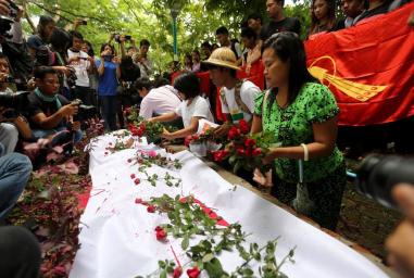 The All Burma Federation of Student Union (ABFSU) commemorates the 53rd anniversary on July 7 of the massacre by government forces of students in 1962 at what was then called the Rangoon University. Photo: Thet Ko/Mizzima