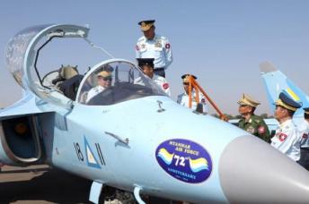 File Photo: Junta chief Min Aung Hlaing sits in a fighter jet during an event in 2019 to mark the anniversary of the Air Force.