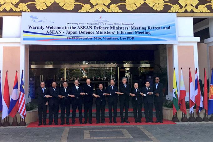 ASEAN Defence Ministers at the ASEAN Defence Ministers' Meeting Retreat in Laos on Wednesday, November 16. Photo: Twitter @H2OComms
