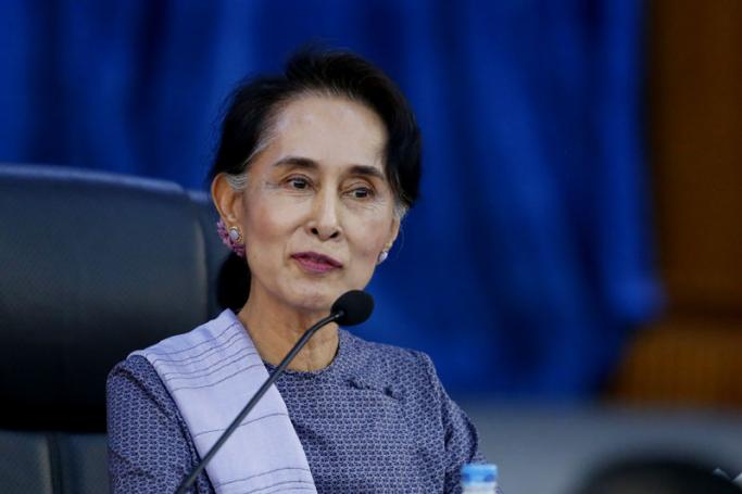 Aung San Suu Kyi ,State Counsellor and Foreign Minister of Myanmar meets with diplomats at Ministry of Foreign Affairs in Naypyidaw, Myanmar, 22 April 2016. Photo: Hein Htet/EPA
