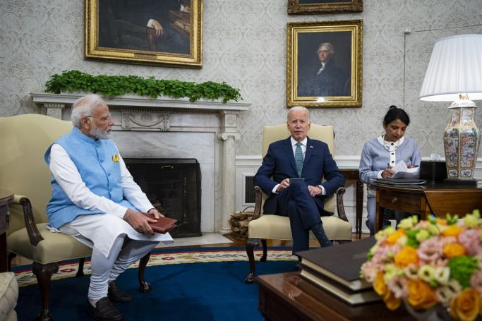 US President Joe Biden (R) and India's Prime Minister Narendra Modi during a meeting in the Oval Office of the White House in Washington, DC, USA, 22 June 2023. Photo: EPA