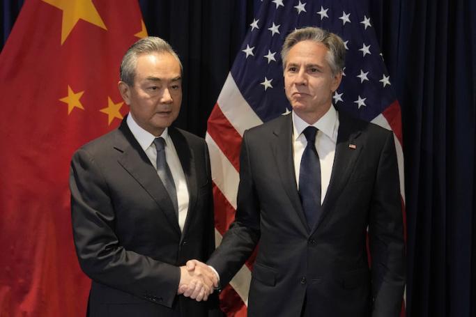 US Secretary of State Antony Blinken (R) shakes hands with Director of the Office of the Foreign Affairs Commission of the Communist Party of China's Central Committee Wang Yi during their bilateral meeting on the sidelines of the Association of Southeast Asian Nations (ASEAN) Foreign Ministers’ Meeting in Jakarta on July 13, 2023. Photo: AFP
