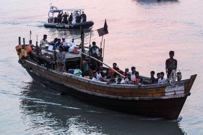 (File) A boat (front) carrying 56 Rohingya refugees from Myanmmar is escorted to Kuala Kedah jetty before being handed to authorities at the Kedah Immigration Department, in Kedah State, Malaysia, 03 April 2018. Photo: EPA