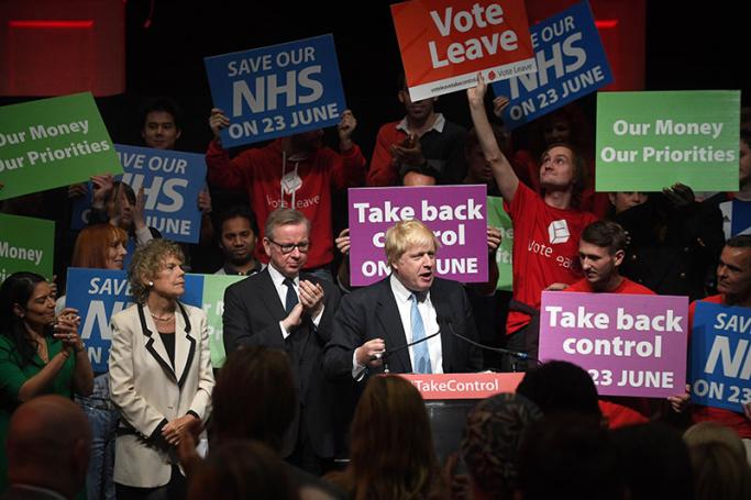 British Member of the Parliament and former London Mayor Boris Johnson attends a Vote Leave rally in London, Britain, 19 June, just prior to the referendum vote. Photo: EPA
