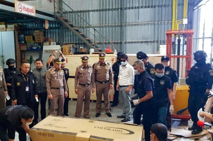 Chasing the drug kingpin - Thailand's narcotics police found 36 kilograms (79 pounds) of crystallised methamphetamine known as "ice" hidden in the metal frames of treadmills about to be shipped to Japan, while another 122 kilograms (25 pounds) were stored in cardboard boxes (AFP Photo/Handout)  
