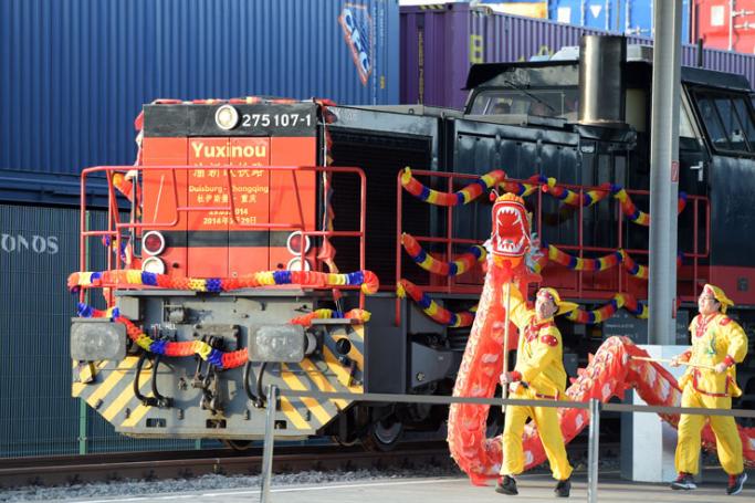 (File) The cargo train 'Yuxinou' connecting Duisburg with Chongqing, China, in the harbour in Duisburg, Germany, 29 March 2014. Photo: Federico Gambarini/EPA