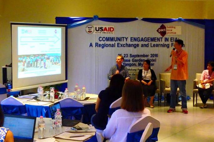 “Community Engagement in Environmental Impact Assessment: A Regional Exchange and Learning Forum” in Yangon at Rose Garden Hotel in Yangon from 21 to 23 September, 2016. Photo: Somnuck Jongmeewasin via Facebook
