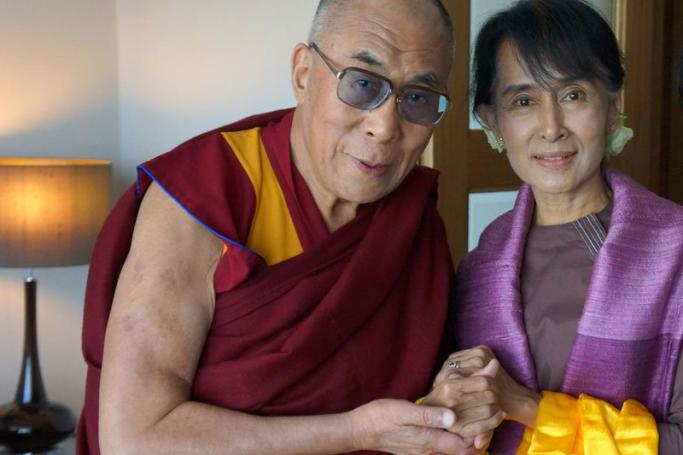 The Dalai Lama with Daw Aung San Suu Kyi. Photo: Facebook
