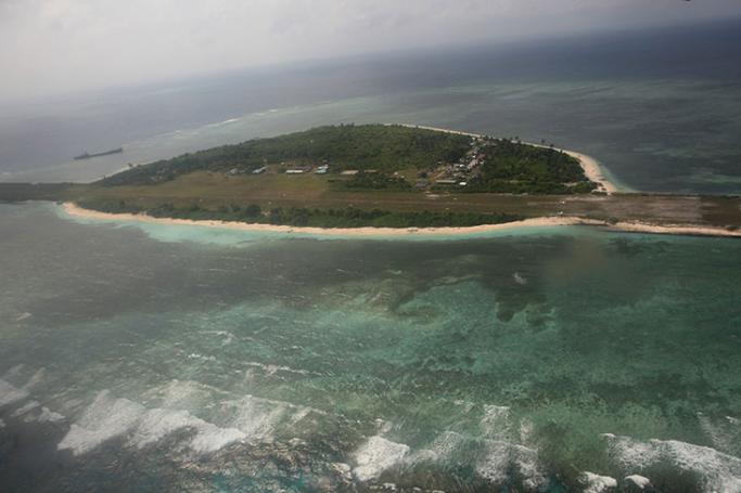 An aerial view of Pagasa Island, part of the disputed Spratly group of islands, in the South China Sea, located off the coast of western Philippines. Photo: EPA
