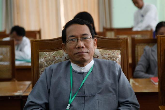 Dr. Aye Maung, chairman of the Araken National Party (ANP), attends the first day of the new parliament session in Sittwe, Rakhine State, western Myanmar, 08 February 2016. Photo: Nyunt Win/EPA
