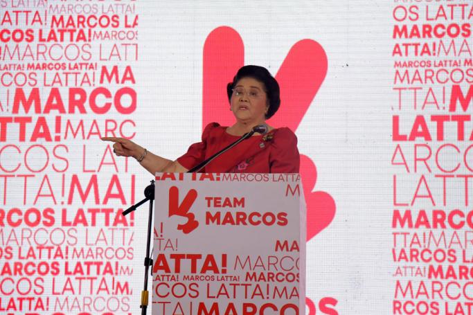 (FILE) - Filipino Former First Lady Imelda Marcos speaks during an election campaign in the town of Batac, Ilocos Norte province, Philippines, 10 May 2019 (issued 02 July 2019). Photo: Bernie Sipin Dela Cruz/EPA