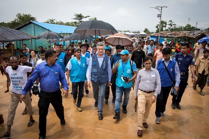 United Nations High Commissioner for Refugees Filippo Grandi during his visit to a registered refugee camp at Kutupalong in Cox's Bazar district of Bangladesh on July 10, 2017. Photo: UNHCR

