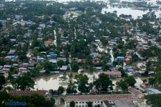 An aerial view of flooded house in Kalay town, Sagaing region in August, 2015. Photo: Hong Sar/Mizzima
