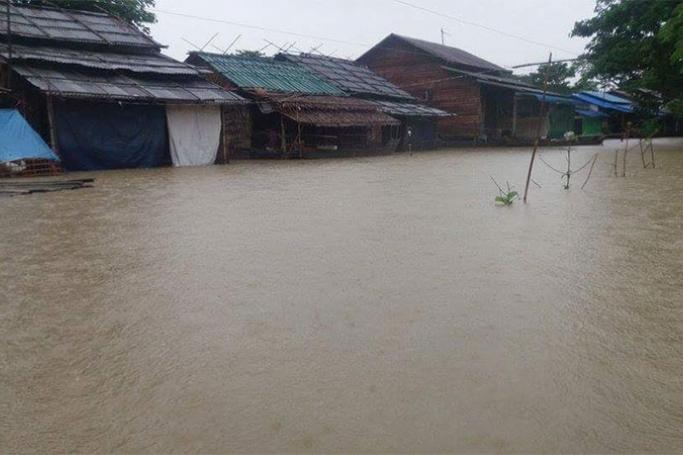 Flooding in Thapaung township, Ayeyarwady region on 9 August 2016. Photo: Mizzima
