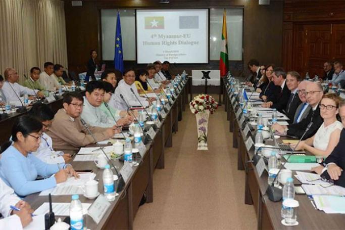 The Fourth EU-Myanmar Human Rights Dialogue on 5 March brought EU Special Representative Stavros Lambrinidis back to Myanmar for the sixth time since 2012. Photo: The Global New Light of Myanmar
