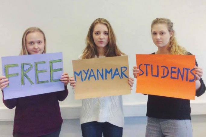 Danish students show support in the "We support Myanmar students" Facebook campaign. Photo: We support Myanmar Students/Facebook
