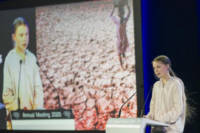 Swedish climate activist Greta Thunberg addresses a panel session during the 50th annual meeting of the World Economic Forum (WEF) in Davos, Switzerland, 21 January 2020. Photo: EPA