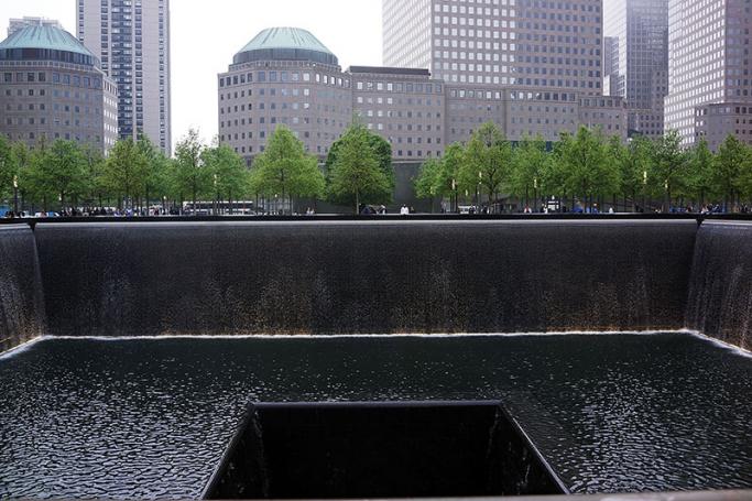 The South reflecting pool is viewed at the Ground Zero memorial site during the dedication ceremony of the National September 11 Memorial Museum in New York. Photo: EPA
